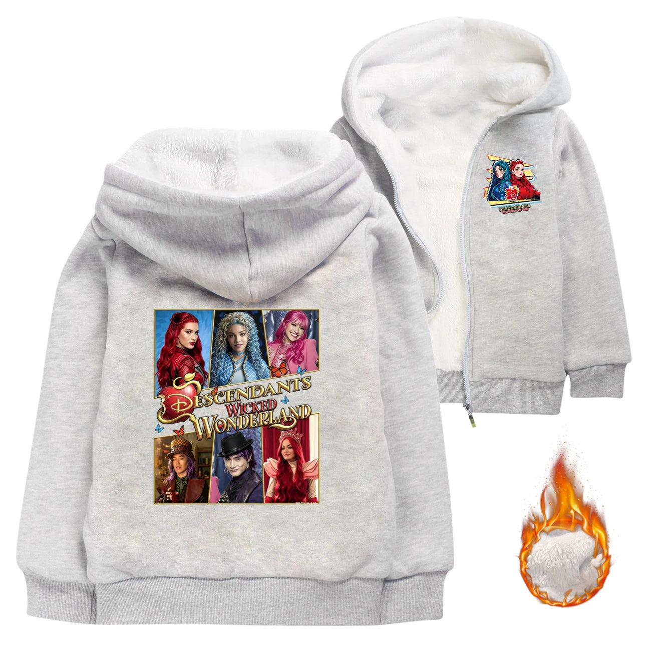Descendants Wicked Wonderland Sherpa Lined Hoodie Fleece Sweatshirt Full Zip Hooded Jacket for Kids