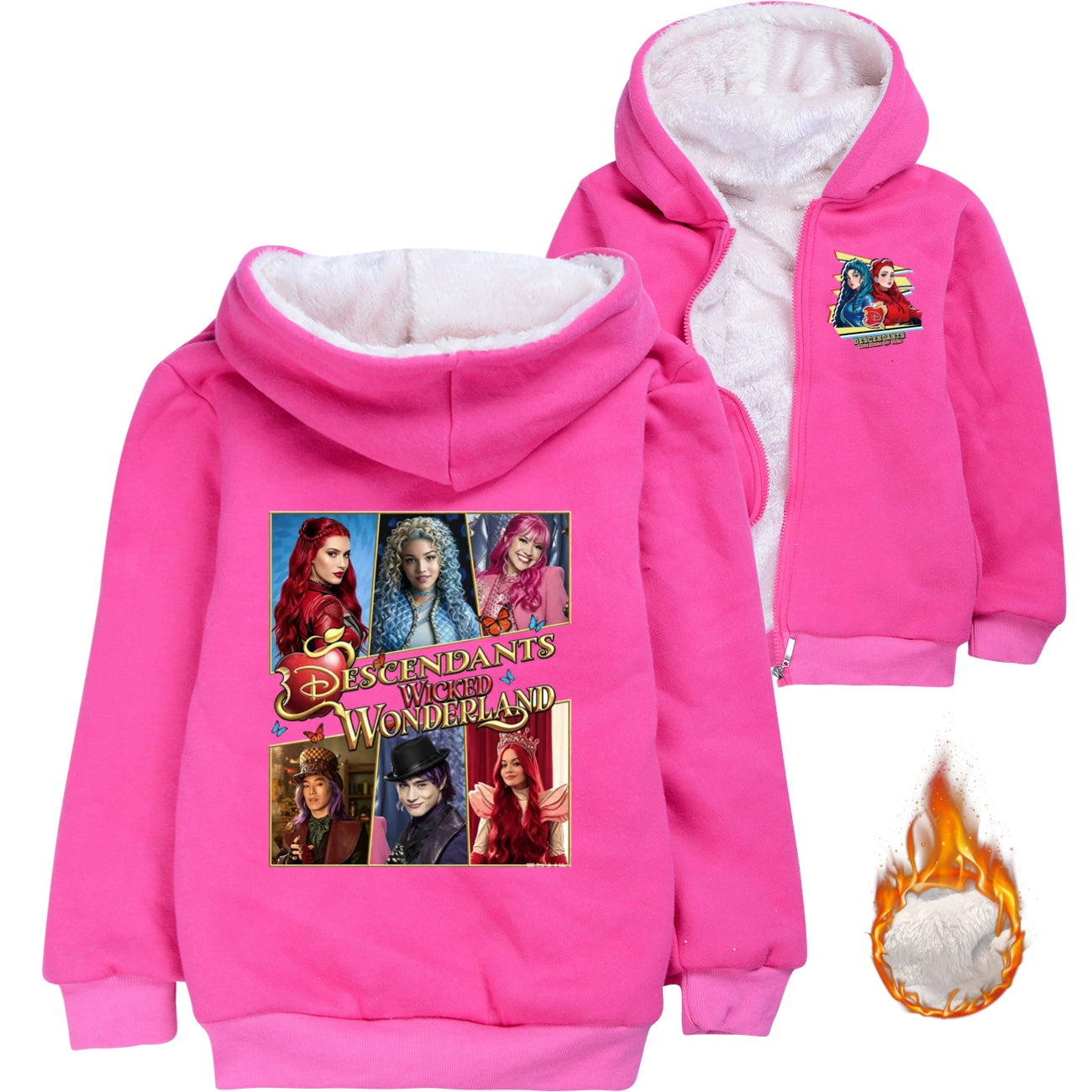 Descendants Wicked Wonderland Sherpa Lined Hoodie Fleece Sweatshirt Full Zip Hooded Jacket for Kids