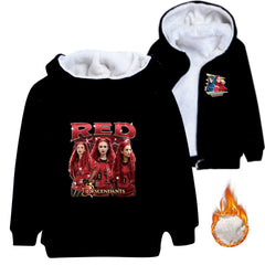 Descendants Wicked Wonderland Red Princess Sherpa Lined Hoodie Fleece Sweatshirt Full Zip Hooded Jacket for Kids