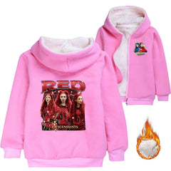 Descendants Wicked Wonderland Red Princess Sherpa Lined Hoodie Fleece Sweatshirt Full Zip Hooded Jacket for Kids