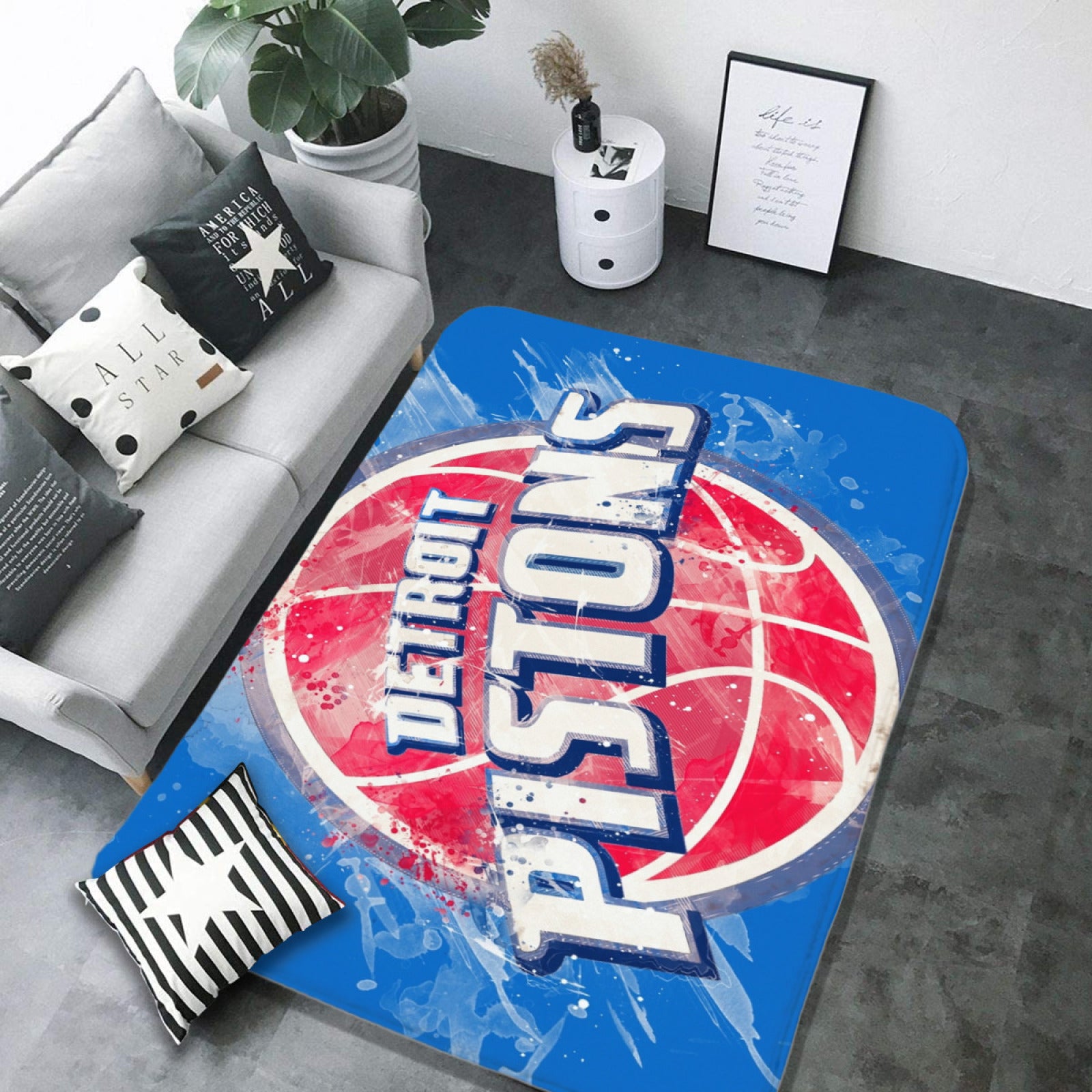 Detroit Basketball Pistons Rugs Bedroom Living Room Bathroom Carpet Mat Rug