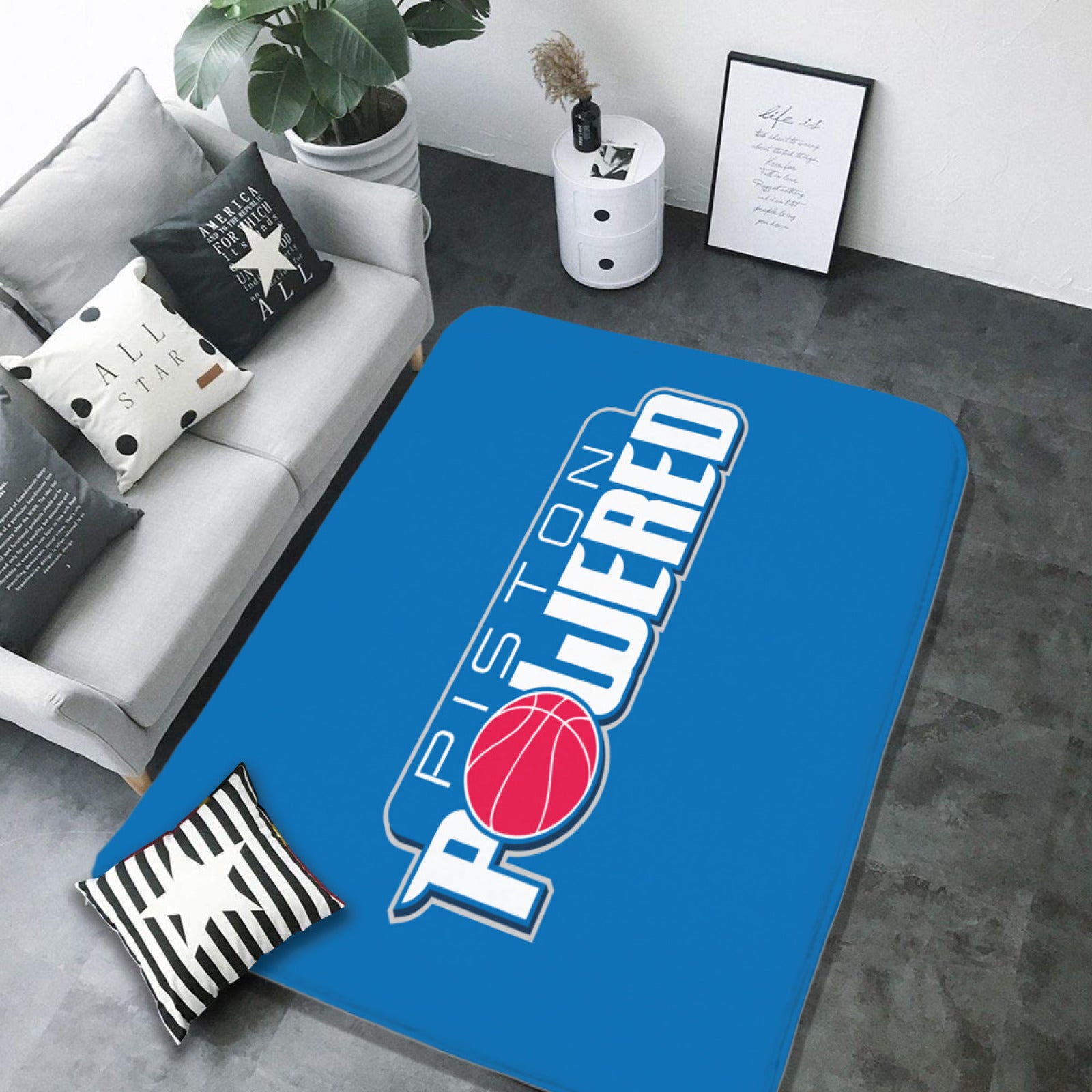 Detroit Basketball Pistons Rugs Bedroom Living Room Bathroom Carpet Mat Rug