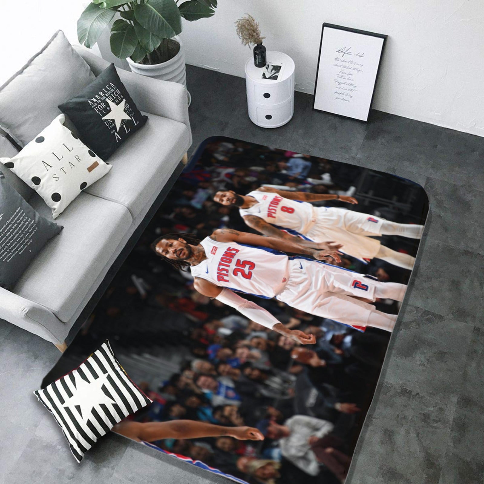 Detroit Basketball Pistons Rugs Bedroom Living Room Bathroom Carpet Mat Rug