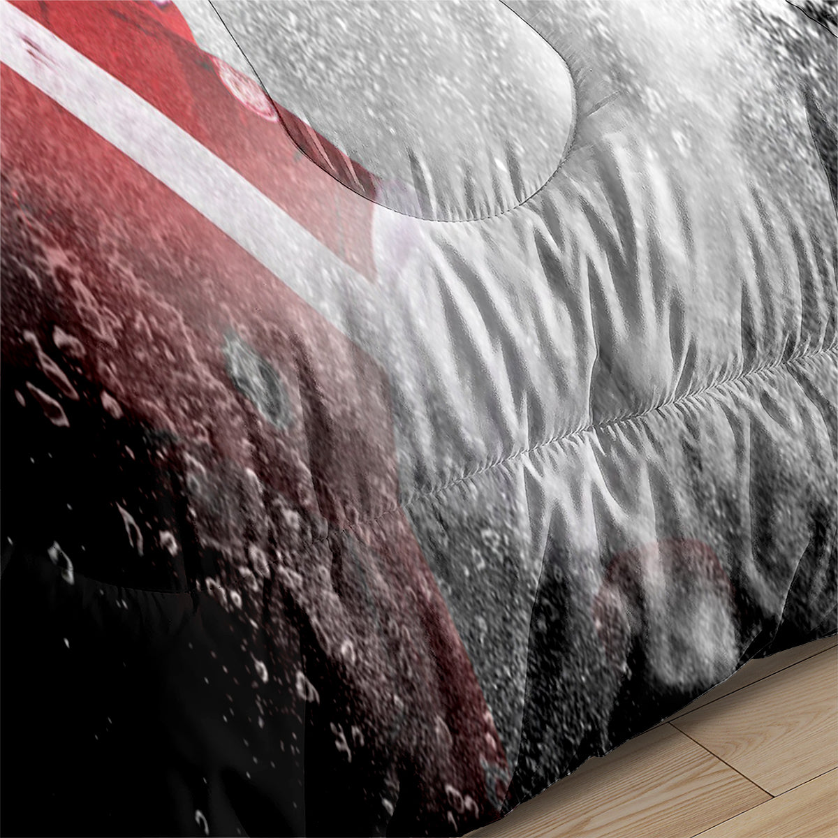 Detroit Hockey Red Wings Comforter Pillowcases 3PC Sets Blanket All Season Reversible Quilted Duvet