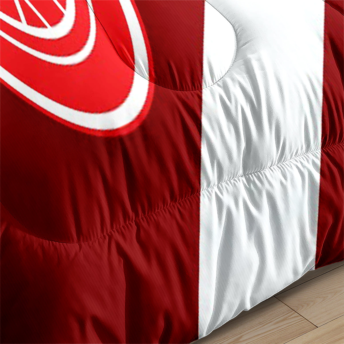 Detroit Hockey Red Wings Comforter Pillowcases 3PC Sets Blanket All Season Reversible Quilted Duvet