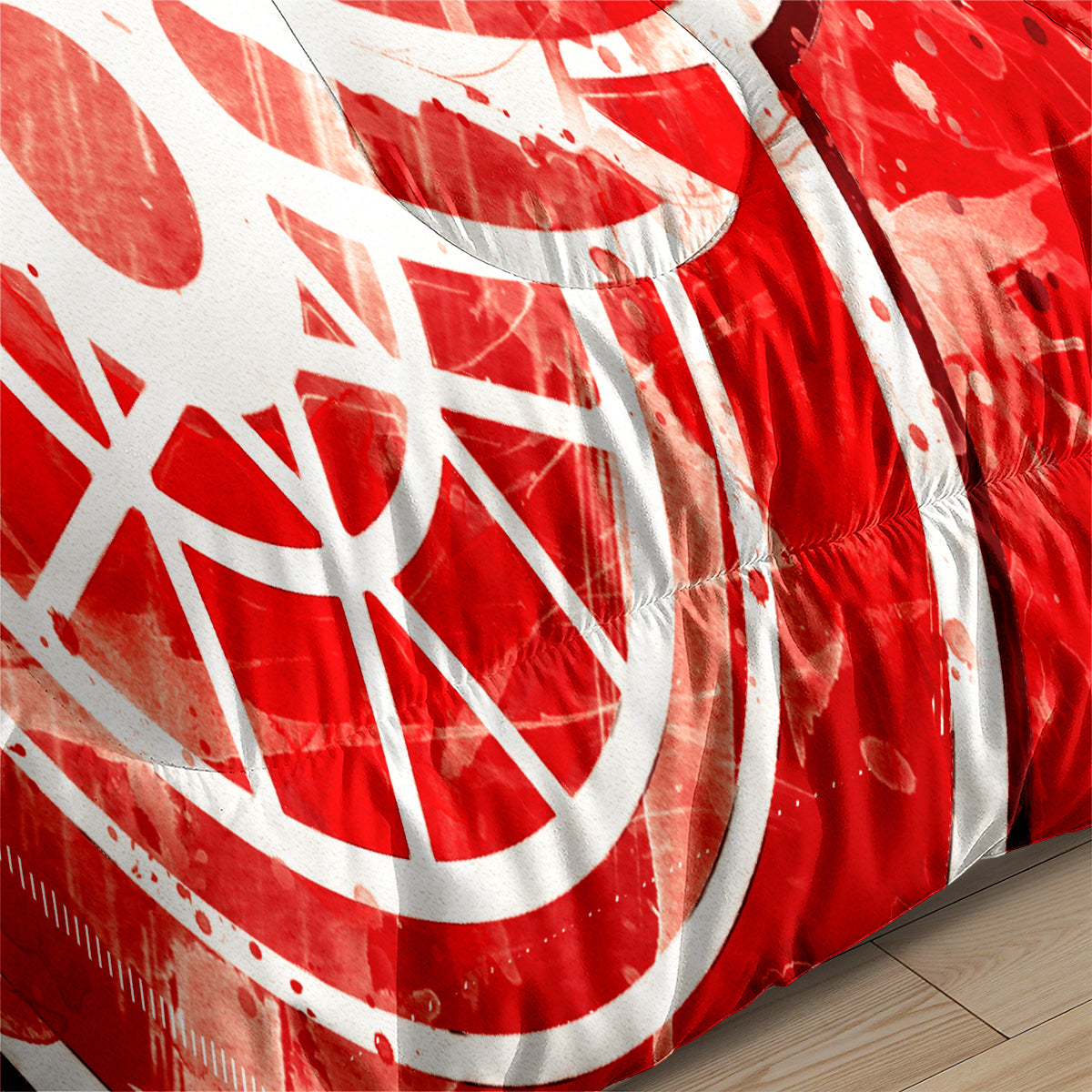 Detroit Hockey Red Wings Comforter Pillowcases 3PC Sets Blanket All Season Reversible Quilted Duvet