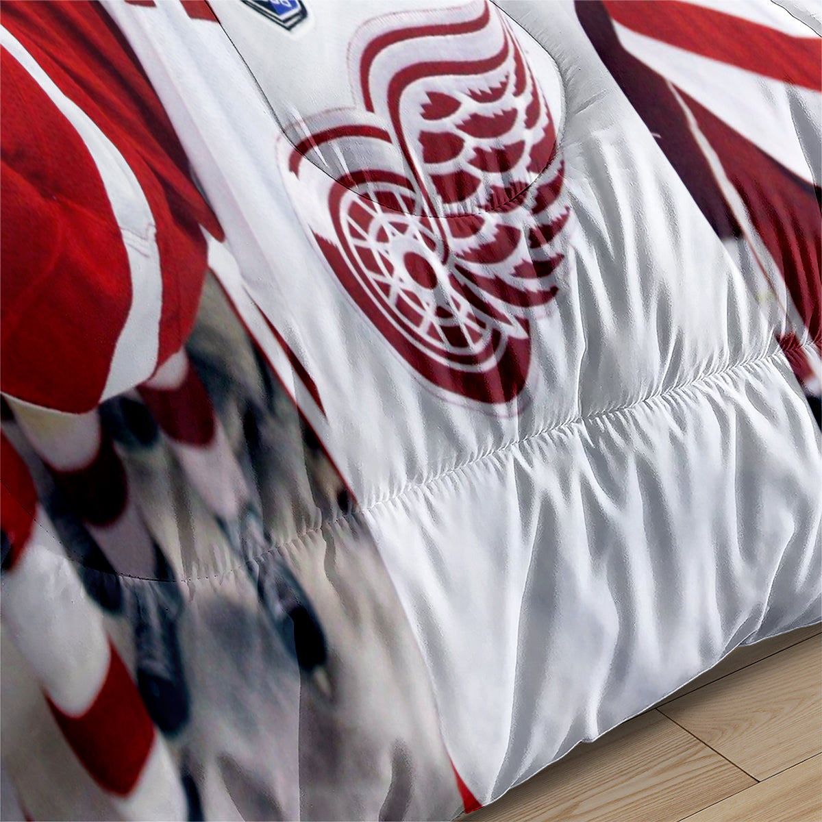 Detroit Hockey Red Wings Comforter Pillowcases 3PC Sets Blanket All Season Reversible Quilted Duvet