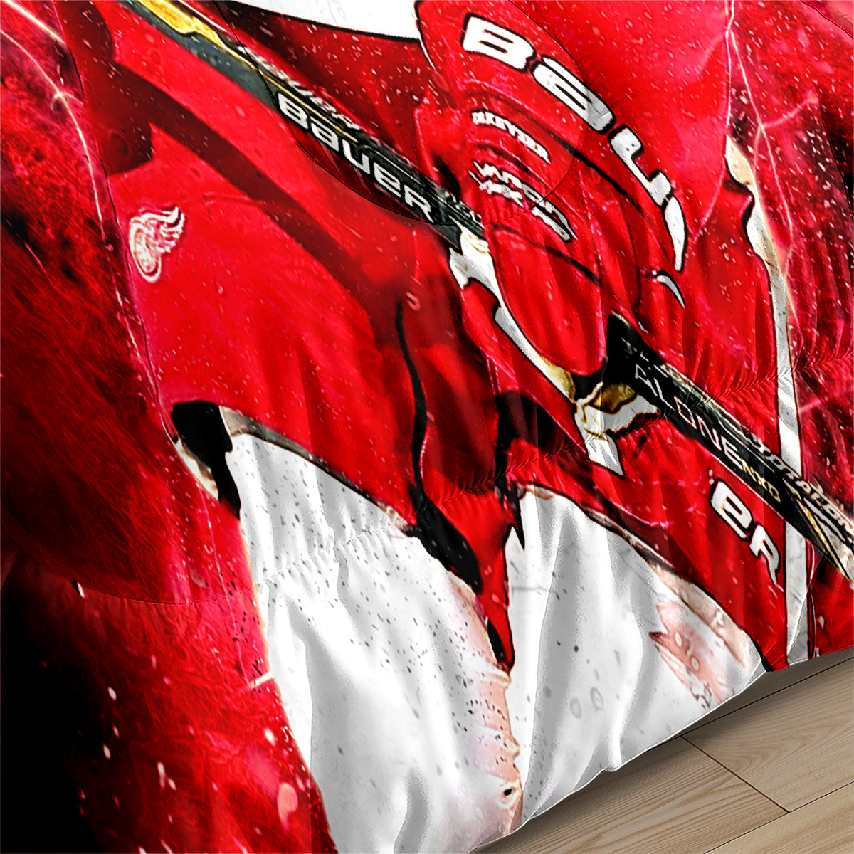 Detroit Hockey Red Wings Comforter Pillowcases 3PC Sets Blanket All Season Reversible Quilted Duvet