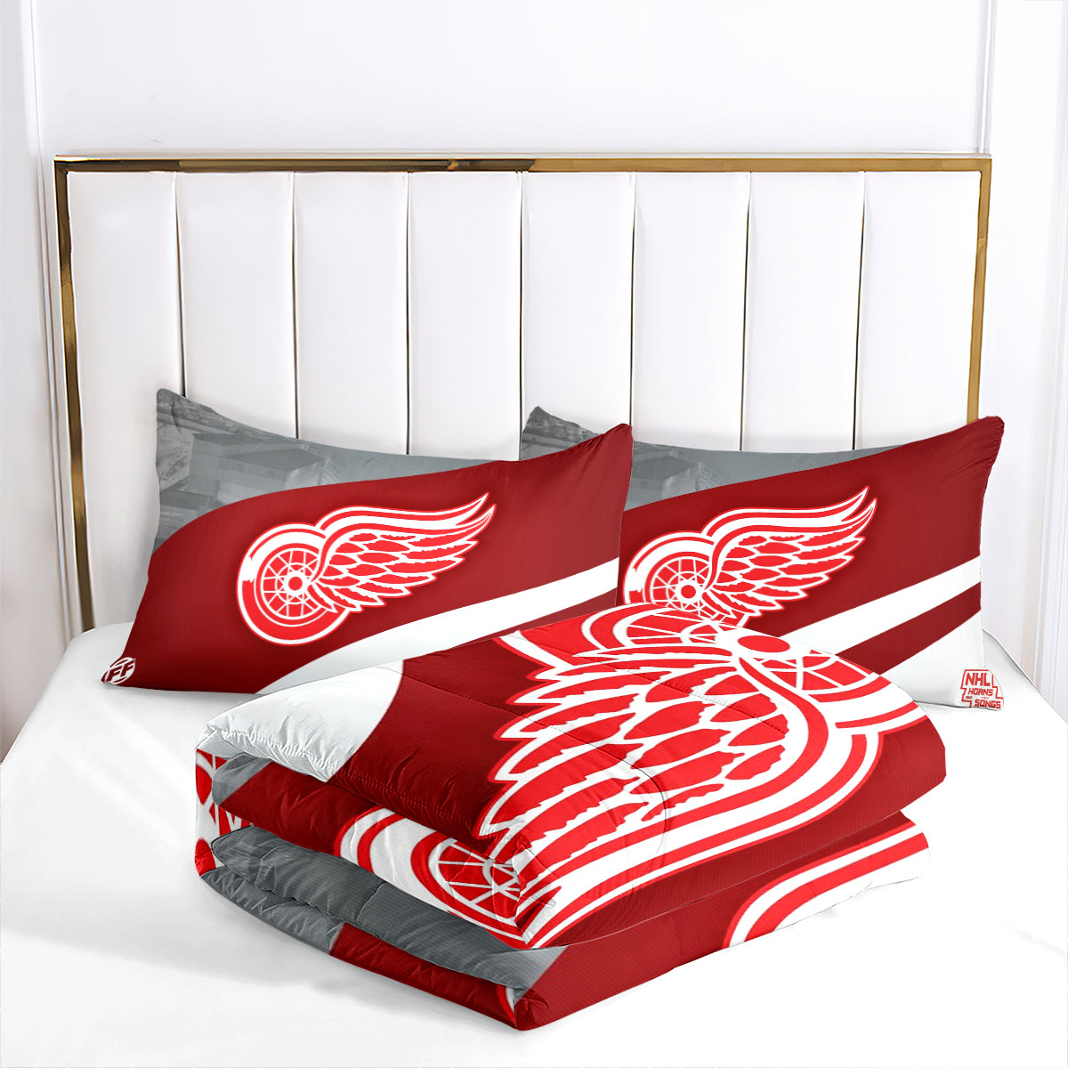 Detroit Hockey Red Wings Comforter Pillowcases 3PC Sets Blanket All Season Reversible Quilted Duvet