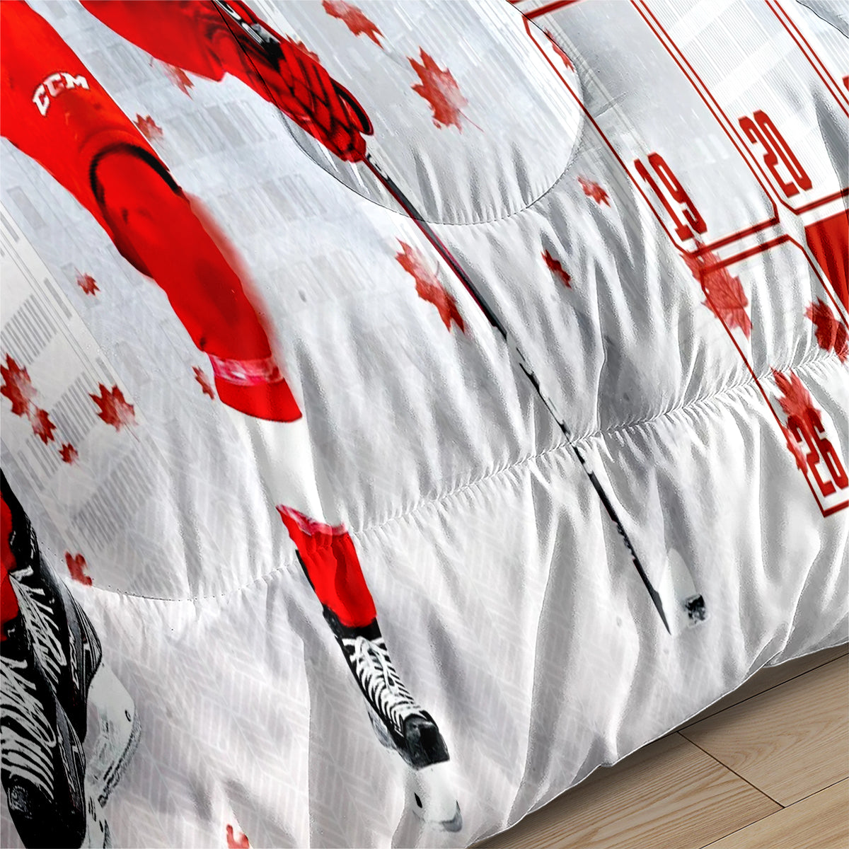 Detroit Hockey Red Wings Comforter Pillowcases 3PC Sets Blanket All Season Reversible Quilted Duvet