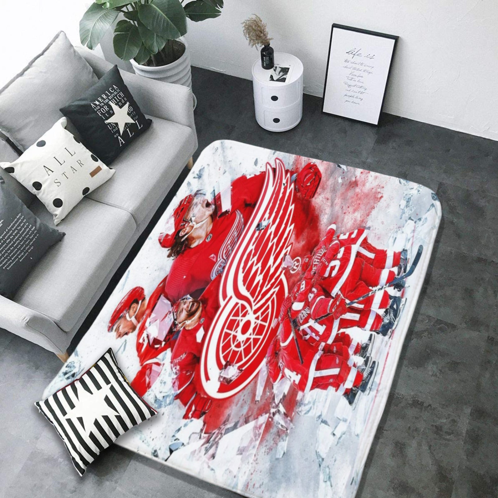 Detroit Red Wings Hockey Rugs Bedroom Living Room Bathroom Carpet Mat Rug