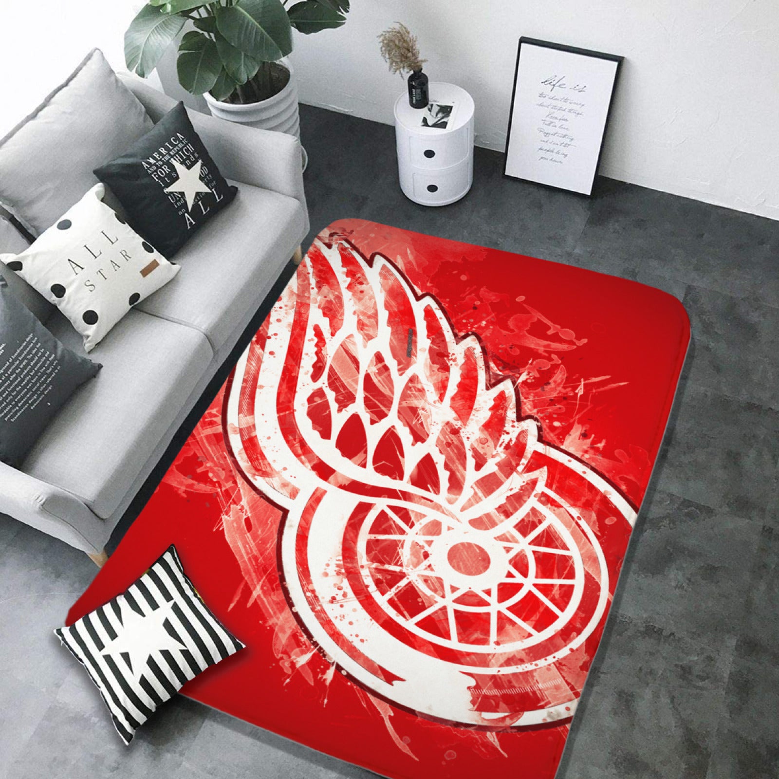 Detroit Red Wings Hockey Rugs Bedroom Living Room Bathroom Carpet Mat Rug