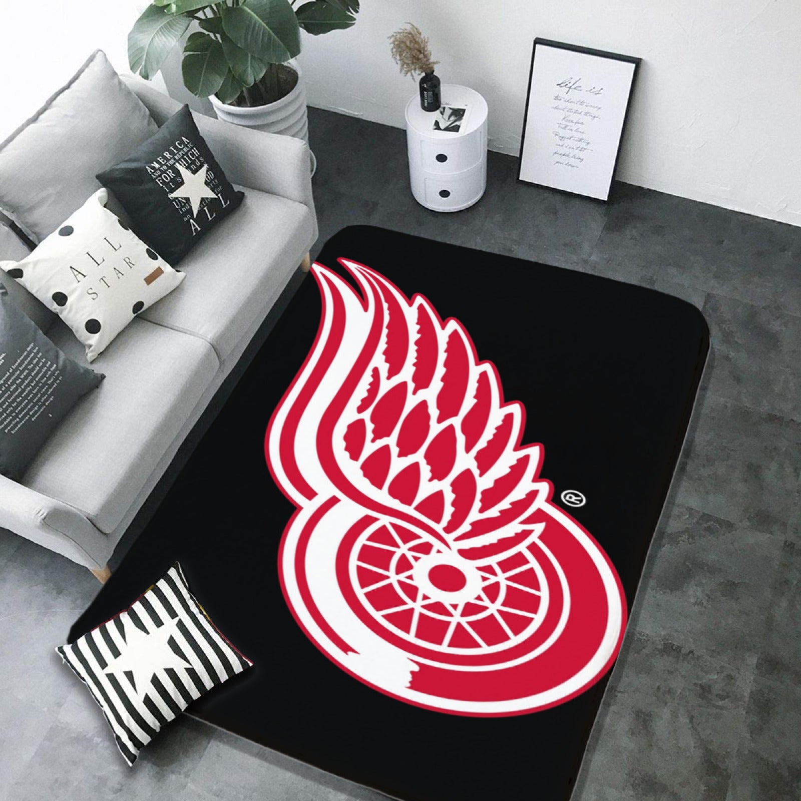 Detroit Red Wings Hockey Rugs Bedroom Living Room Bathroom Carpet Mat Rug