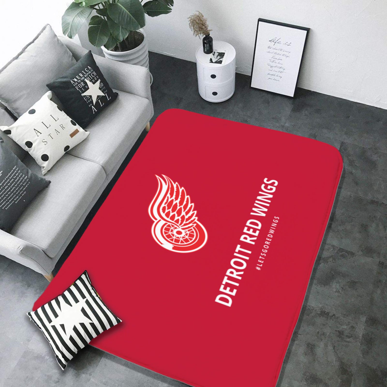 Detroit Red Wings Hockey Rugs Bedroom Living Room Bathroom Carpet Mat Rug