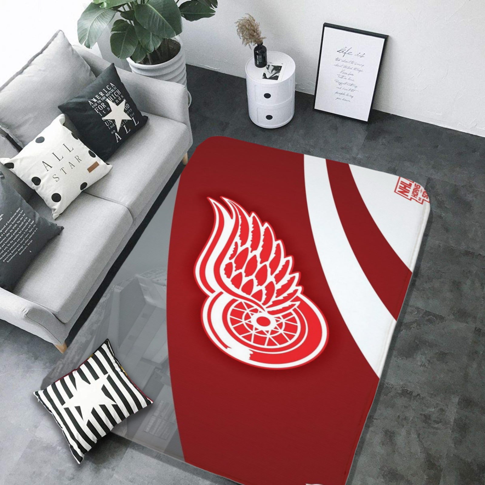 Detroit Red Wings Hockey Rugs Bedroom Living Room Bathroom Carpet Mat Rug