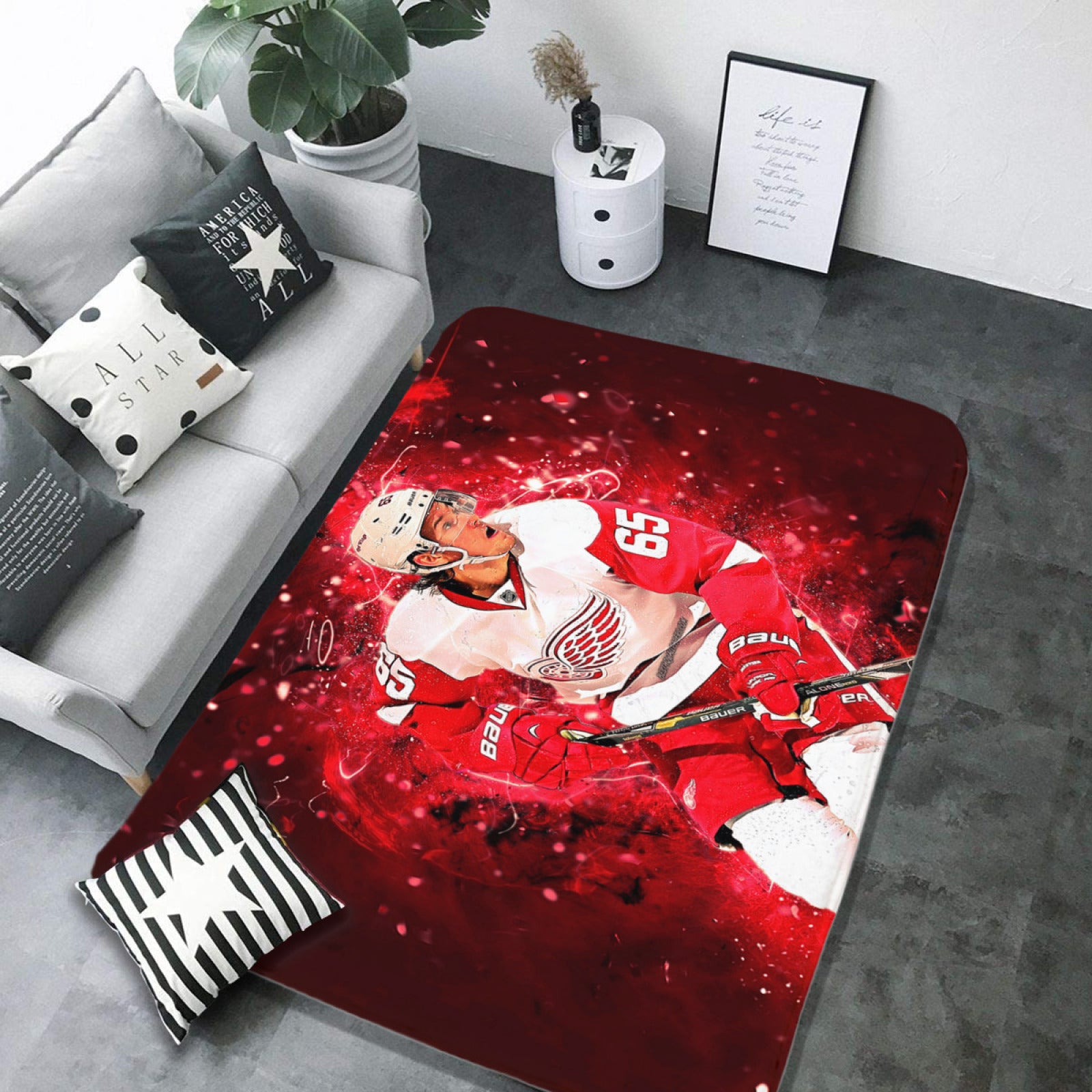 Detroit Red Wings Hockey Rugs Bedroom Living Room Bathroom Carpet Mat Rug