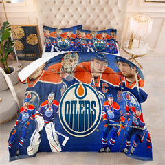 Edmonton Hockey Oilers Comforter Pillowcases 3PC Sets Blanket All Season Reversible Quilted Duvet