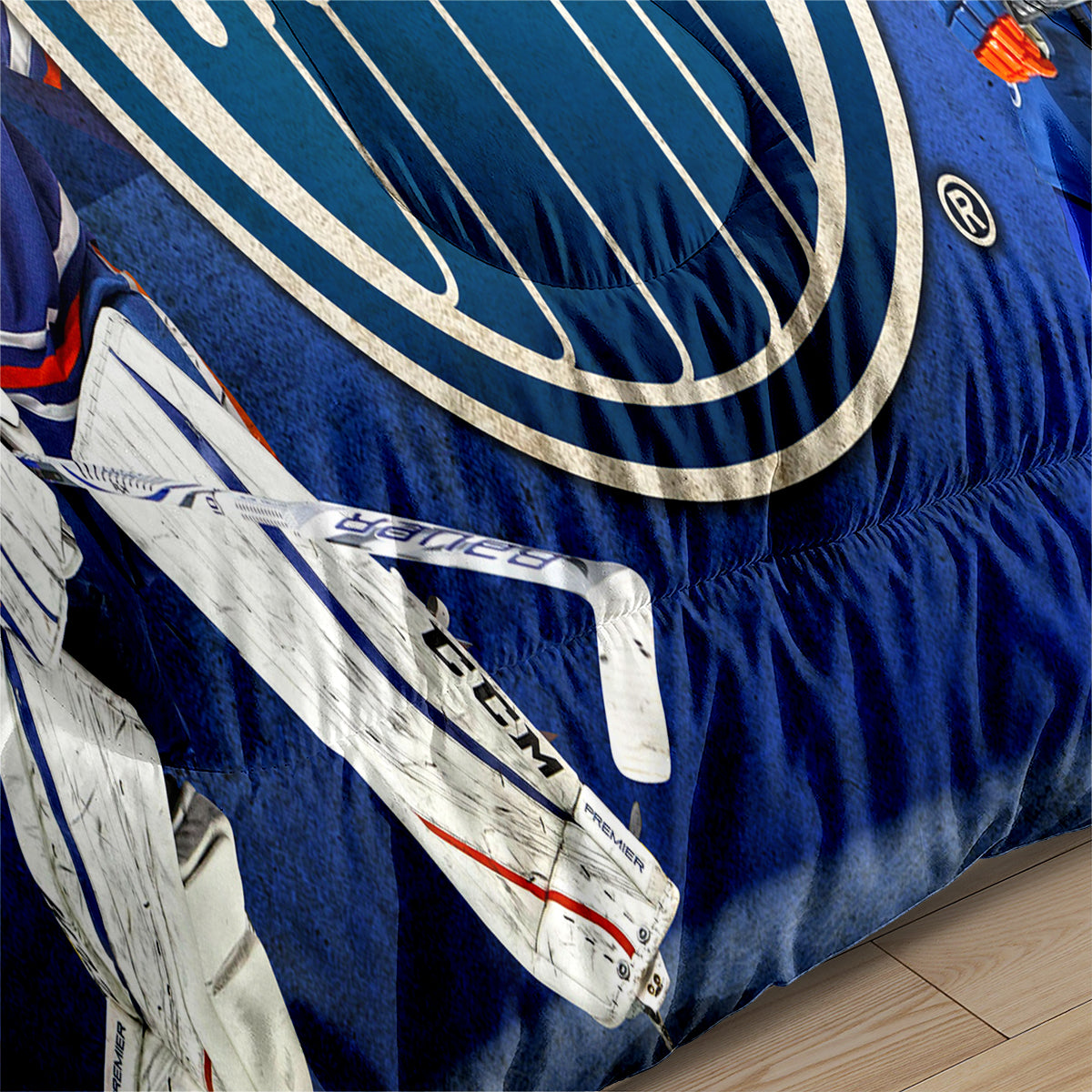 Edmonton Hockey Oilers Comforter Pillowcases 3PC Sets Blanket All Season Reversible Quilted Duvet