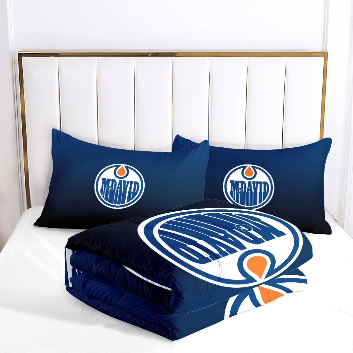 Edmonton Hockey Oilers Comforter Pillowcases 3PC Sets Blanket All Season Reversible Quilted Duvet