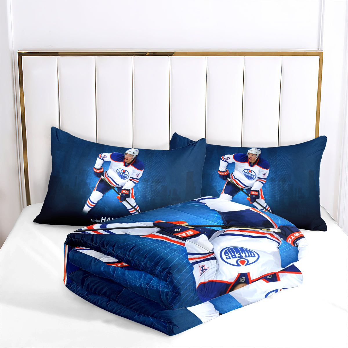 Edmonton Hockey Oilers Comforter Pillowcases 3PC Sets Blanket All Season Reversible Quilted Duvet