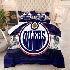 Edmonton Hockey Oilers Comforter Pillowcases 3PC Sets Blanket All Season Reversible Quilted Duvet