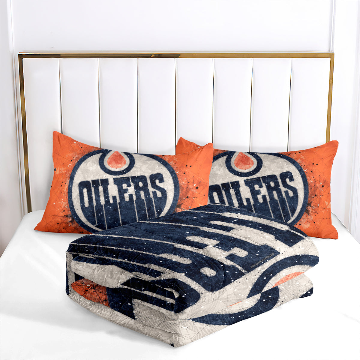 Edmonton Hockey Oilers Comforter Pillowcases 3PC Sets Blanket All Season Reversible Quilted Duvet