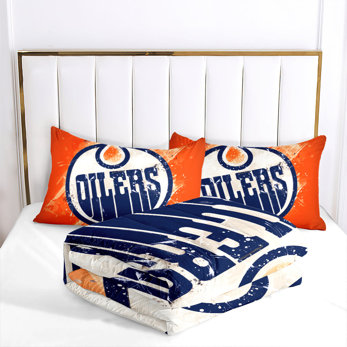 Edmonton Hockey Oilers Comforter Pillowcases 3PC Sets Blanket All Season Reversible Quilted Duvet