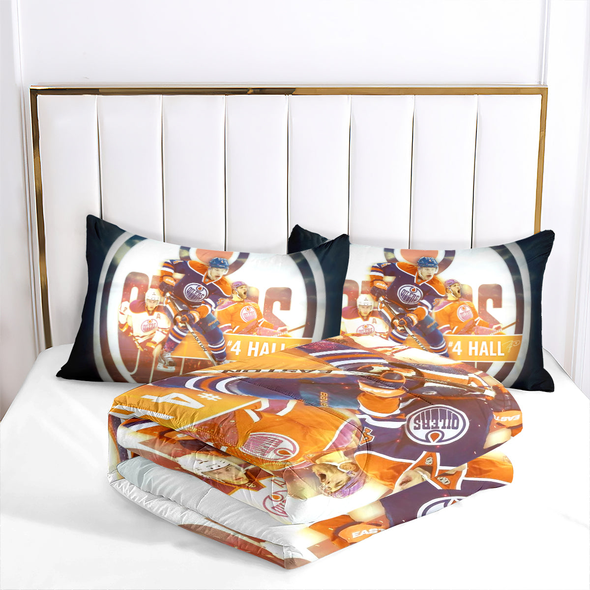 Edmonton Hockey Oilers Comforter Pillowcases 3PC Sets Blanket All Season Reversible Quilted Duvet