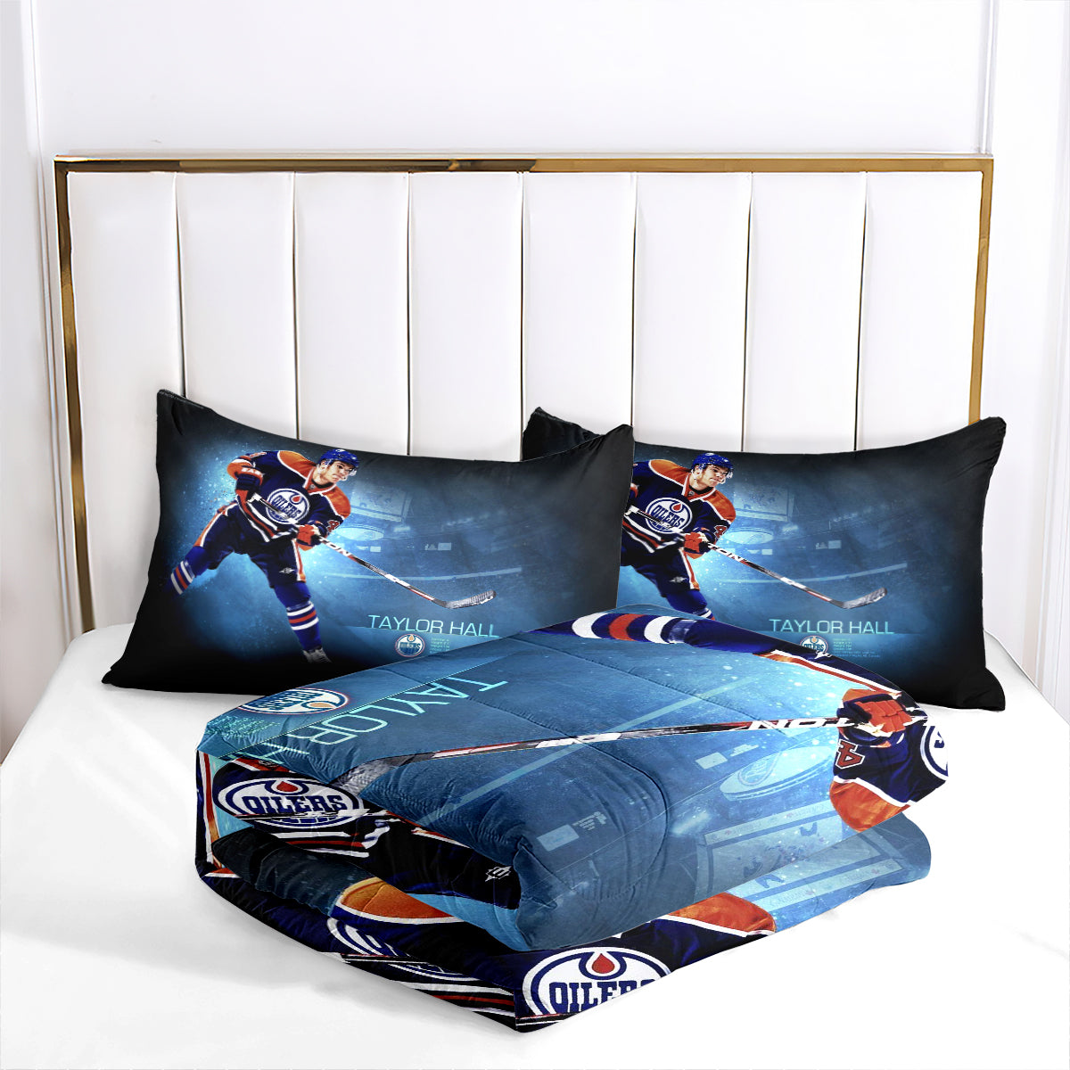 Edmonton Hockey Oilers Comforter Pillowcases 3PC Sets Blanket All Season Reversible Quilted Duvet