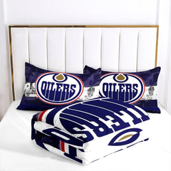 Edmonton Hockey Oilers Comforter Pillowcases 3PC Sets Blanket All Season Reversible Quilted Duvet