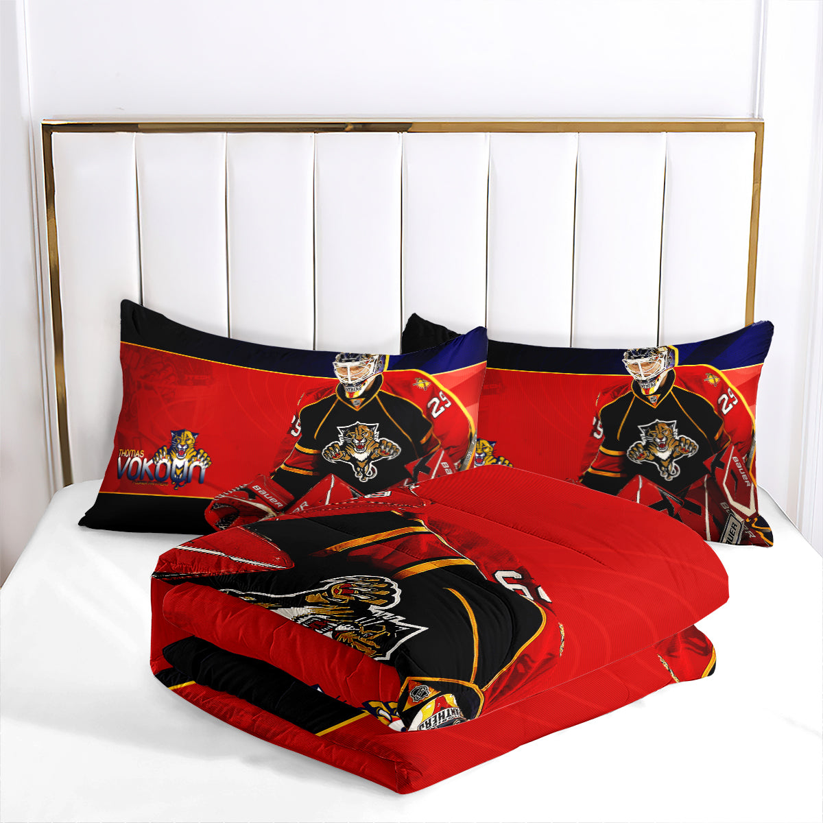 Florida Hockey Panthers Comforter Pillowcases 3PC Sets Blanket All Season Reversible Quilted Duvet