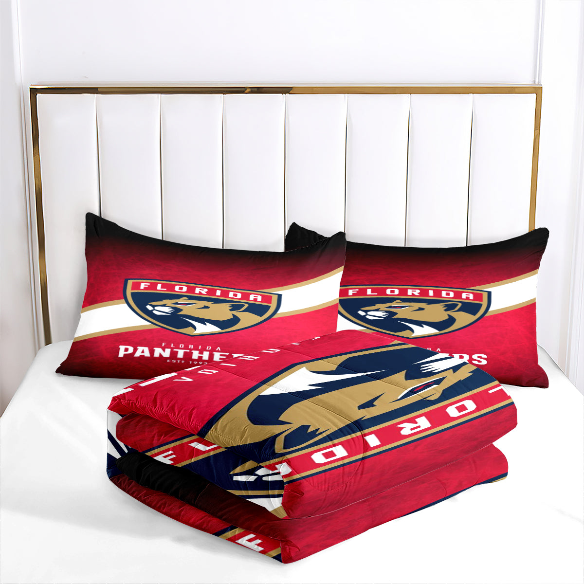 Florida Hockey Panthers Comforter Pillowcases 3PC Sets Blanket All Season Reversible Quilted Duvet