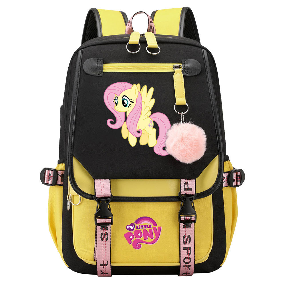 My Little Pony Fluttershy Waterproof Backpack School Notebook Travel Bag USB Charging