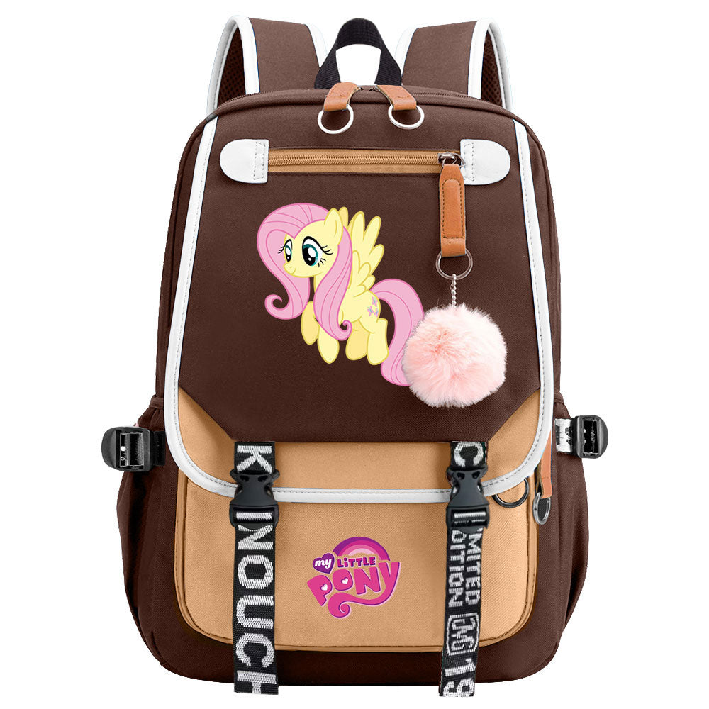 My Little Pony Fluttershy Waterproof Backpack School Notebook Travel Bag USB Charging