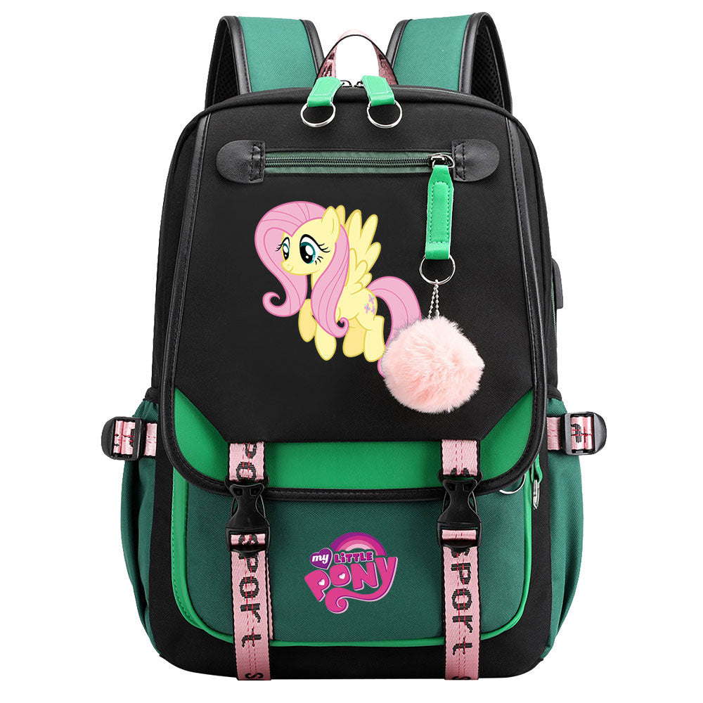 My Little Pony Fluttershy Waterproof Backpack School Notebook Travel Bag USB Charging