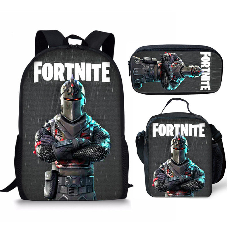 Fortnight Full Printed Backpack Schoolbag Travel Notebook Bag Lunch Bag Pencil Bag for Kids Students 3PCS