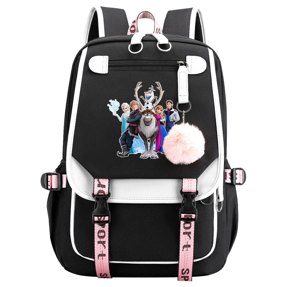 Frozen Elsa Anna Waterproof Backpack School Notebook Travel Bags USB Charging