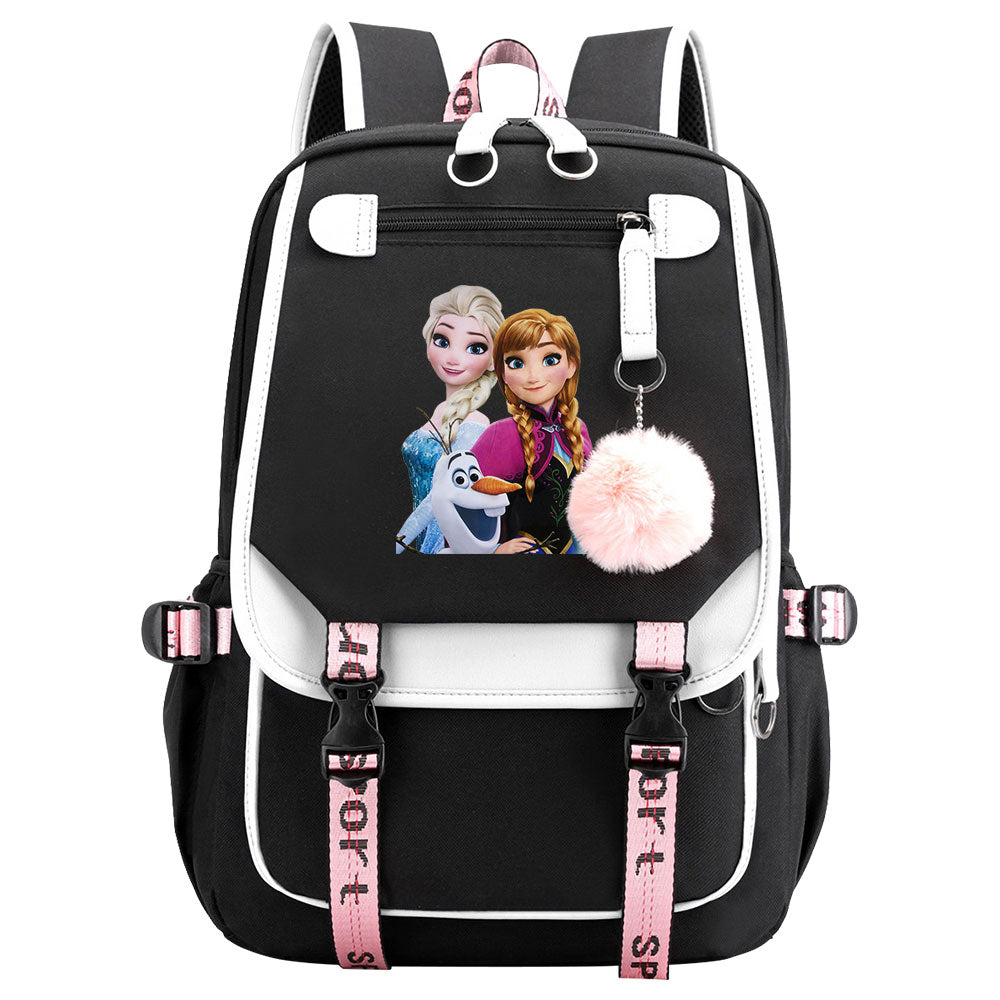 Frozen Elsa Anna Waterproof Backpack School Notebook Travel Bags USB Charging