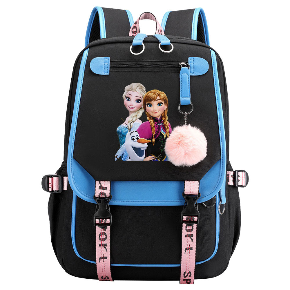Frozen Elsa Anna Waterproof Backpack School Notebook Travel Bags USB Charging