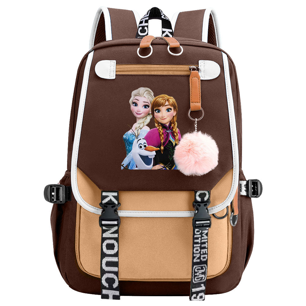 Frozen Elsa Anna Waterproof Backpack School Notebook Travel Bags USB Charging