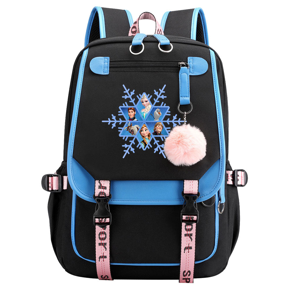 Frozen Elsa Anna Waterproof Backpack School Notebook Travel Bags USB Charging