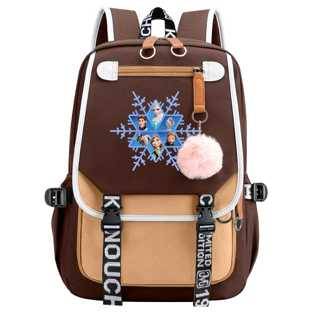 Frozen Elsa Anna Waterproof Backpack School Notebook Travel Bags USB Charging