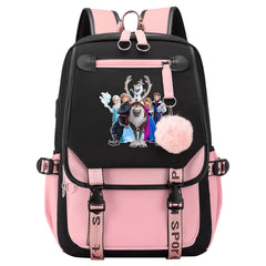 Frozen Elsa Anna Waterproof Backpack School Notebook Travel Bags USB Charging