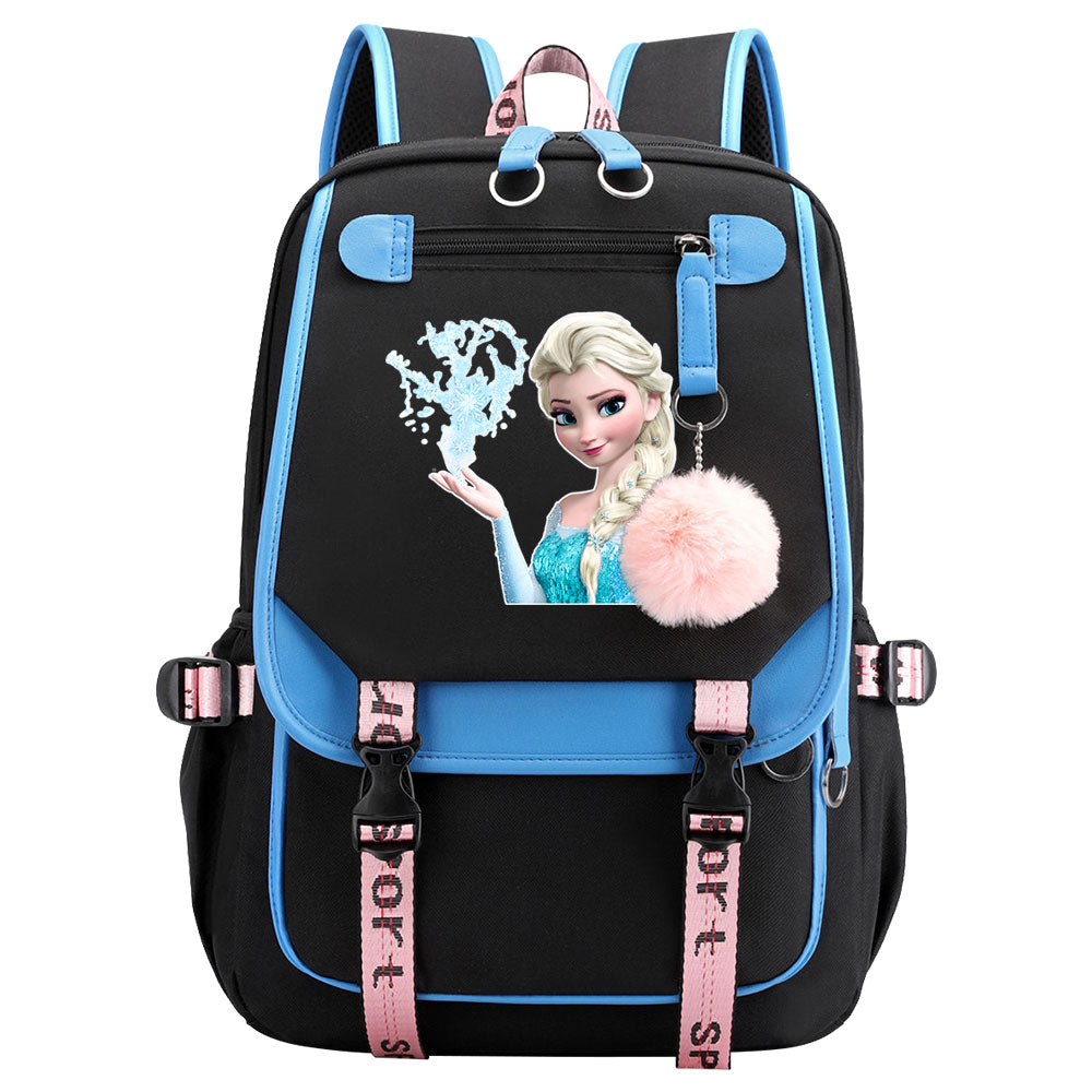 Frozen Elsa Anna Waterproof Backpack School Notebook Travel Bags USB Charging