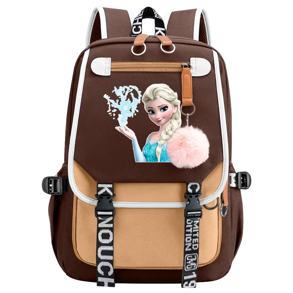 Frozen Elsa Anna Waterproof Backpack School Notebook Travel Bags USB Charging