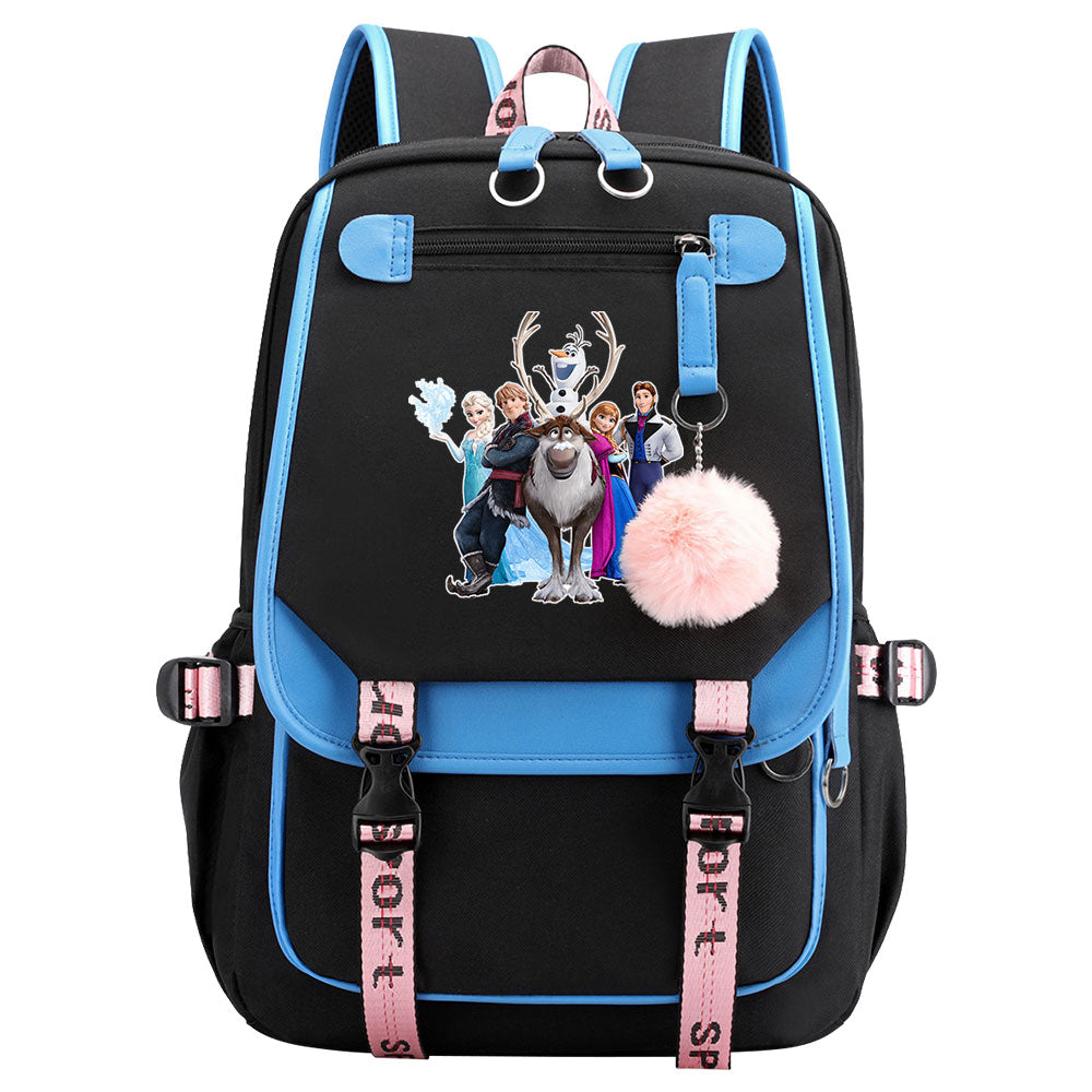 Frozen Elsa Anna Waterproof Backpack School Notebook Travel Bags USB Charging