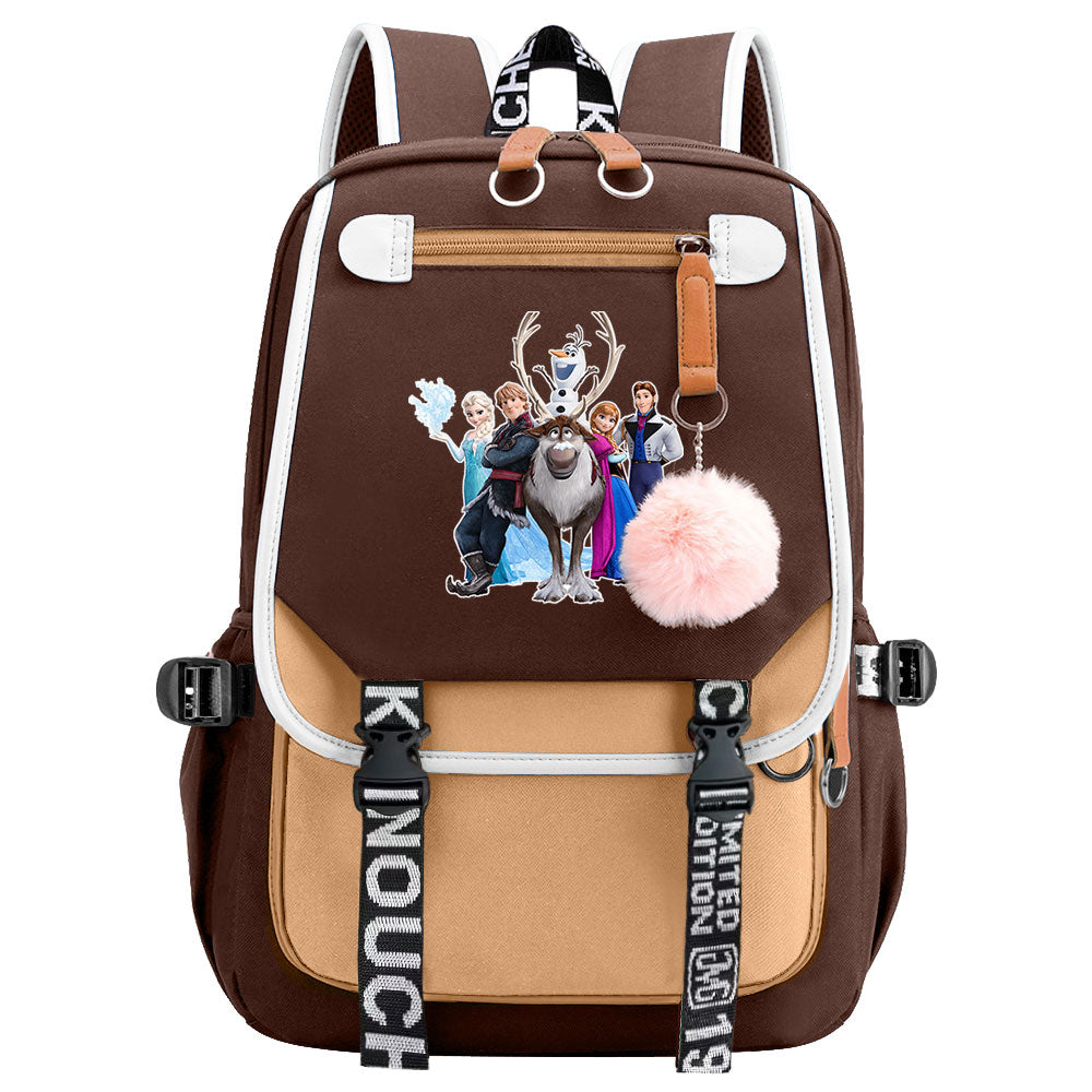 Frozen Elsa Anna Waterproof Backpack School Notebook Travel Bags USB Charging