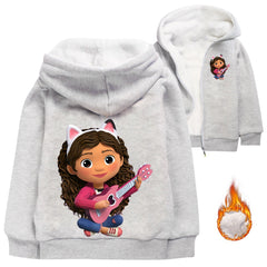 Gabbys Dollhouse Sherpa Lined Hoodie Fleece Sweatshirt Full Zip Hooded Jacket for Kids