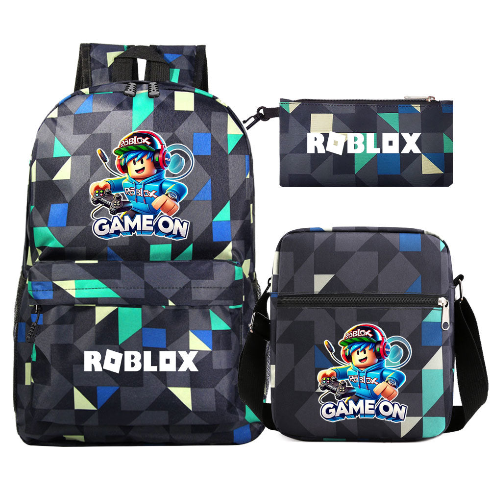 Game Roblox Schoolbag Backpack Shoulder Bag Pencil Case set for Kids Students