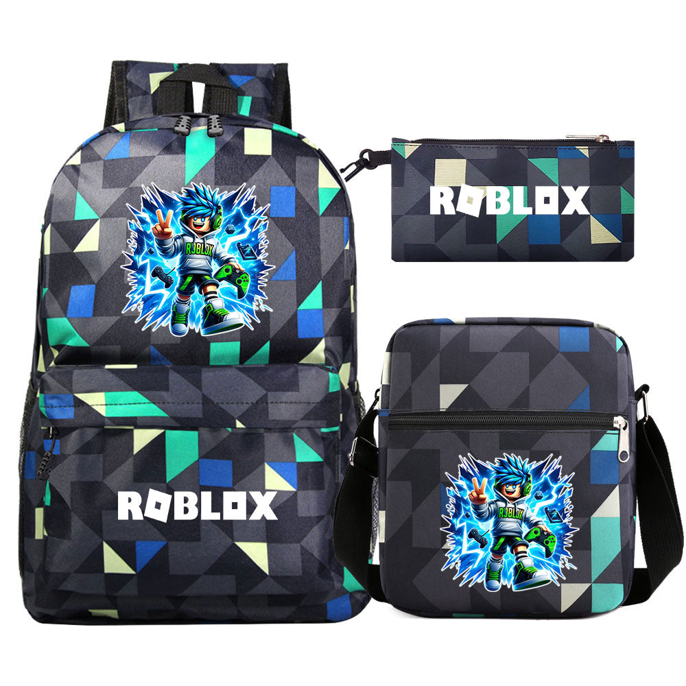 Game Roblox Schoolbag Backpack Shoulder Bag Pencil Case set for Kids Students